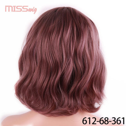 WIG Short Water Wave Synthetic hair Wig for Women Heat Resistant
