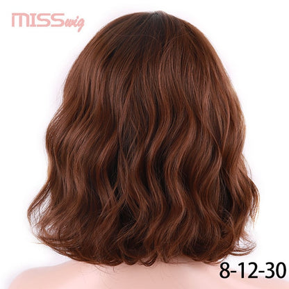 WIG Short Water Wave Synthetic hair Wig for Women Heat Resistant