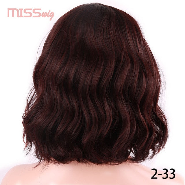 WIG Short Water Wave Synthetic hair Wig for Women Heat Resistant