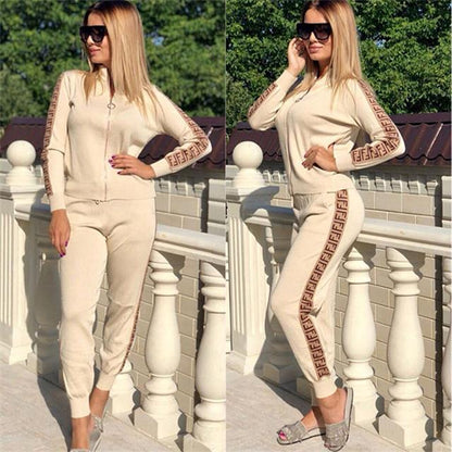 Spring Women Sport Suits Fashion Printed Running Sets