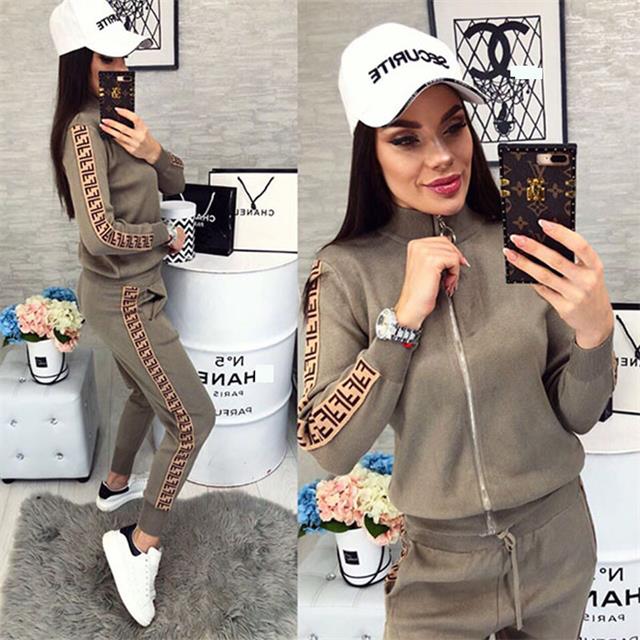 Spring Women Sport Suits Fashion Printed Running Sets