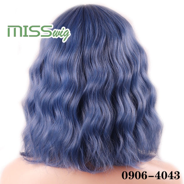 WIG Short Water Wave Synthetic hair Wig for Women Heat Resistant