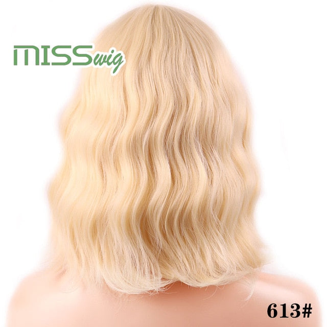 WIG Short Water Wave Synthetic hair Wig for Women Heat Resistant