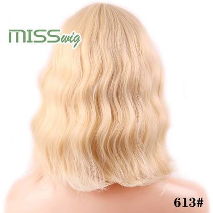 WIG Short Water Wave Synthetic hair Wig for Women Heat Resistant