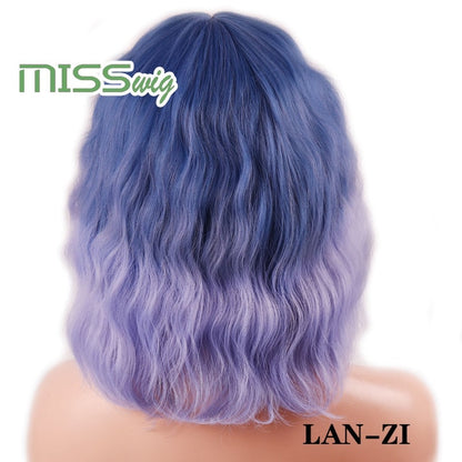 WIG Short Water Wave Synthetic hair Wig for Women Heat Resistant